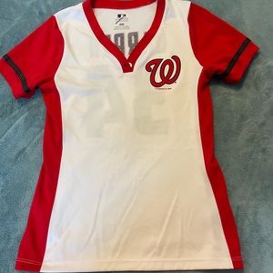Washington Nationals Harper 34 glitter fitted v neck top size medium